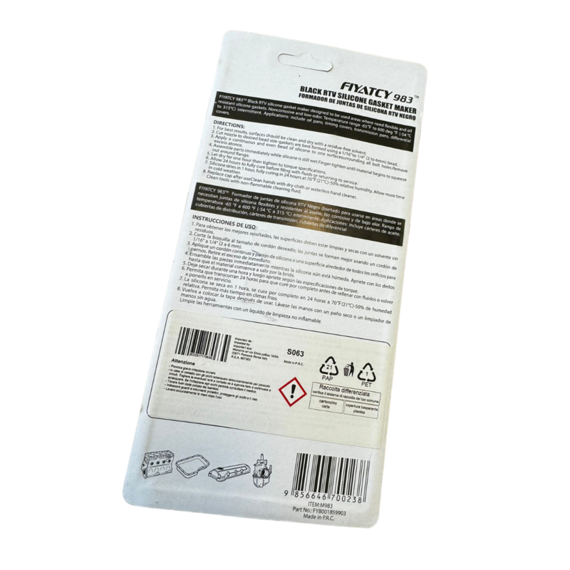 FIYATCY 983 SIGILLANTE IN SILICONE NERO PER ALTE TEMPERATURE