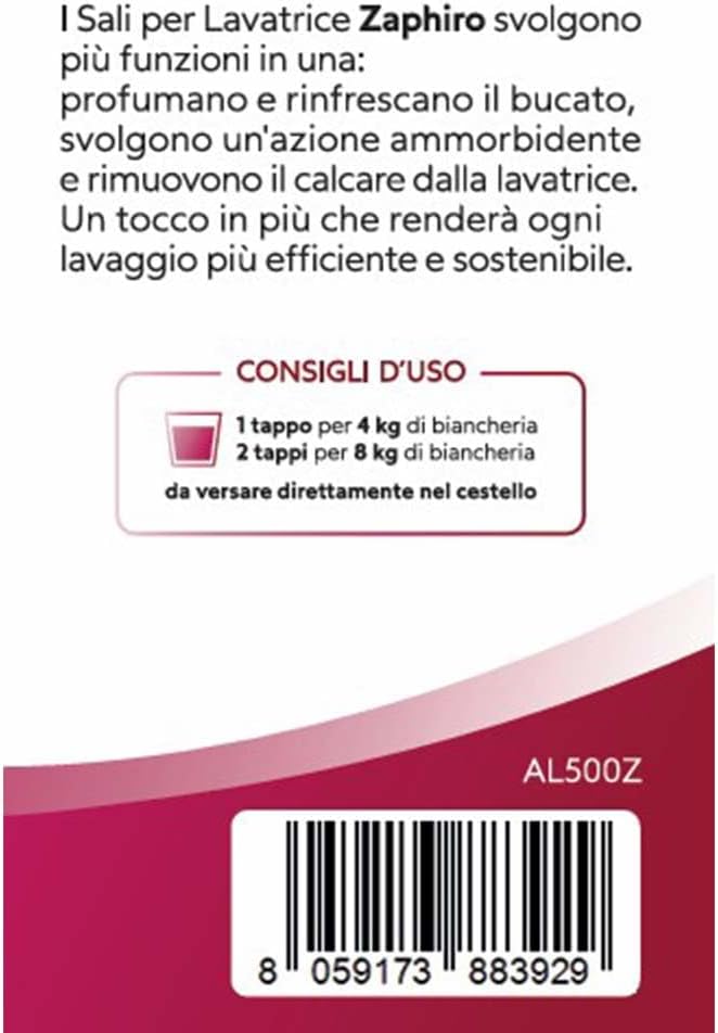 CRISTALLI PROFUMATI PER BUCATO "ZAPHIRO" IGIENIZZANTE - ANTICALCARE - AMMORBIDENTE