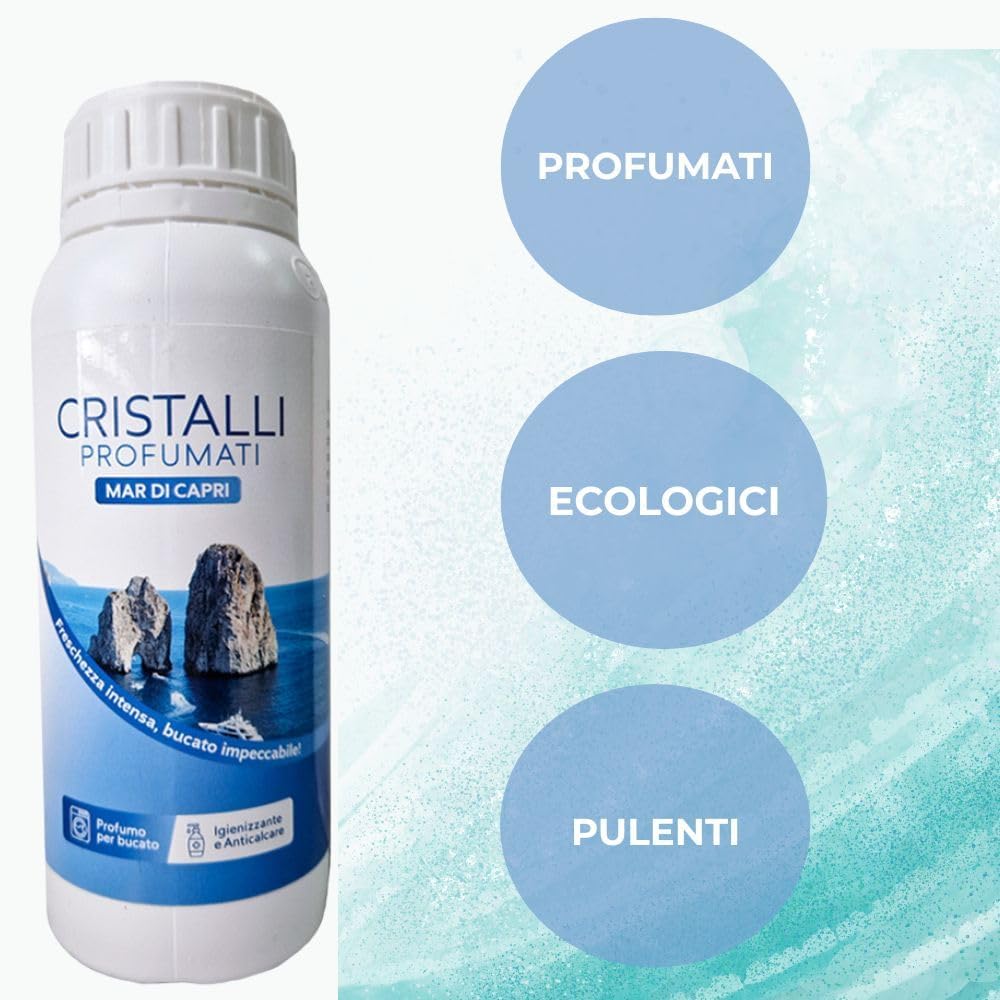 CRISTALLI PROFUMATI PER BUCATO "MAR DI CAPRI" IGIENIZZANTE - ANTICALCARE - AMMORBIDENTE