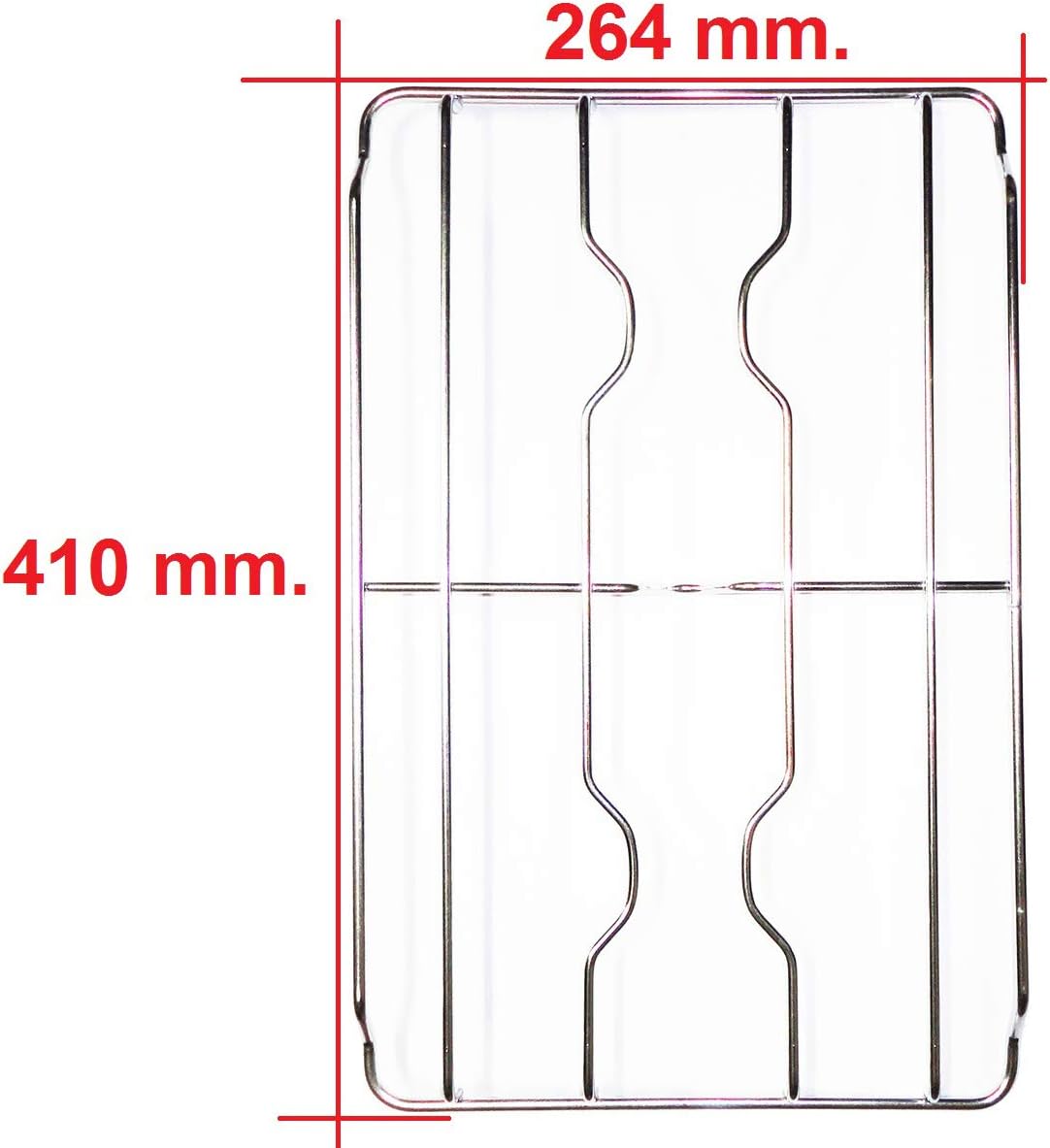 GRIGLIA IN FILO CROMATA A 2 FUOCHI 410 X 264 mm ADATTABILE A CUCINE ELBA - DE LONGHI