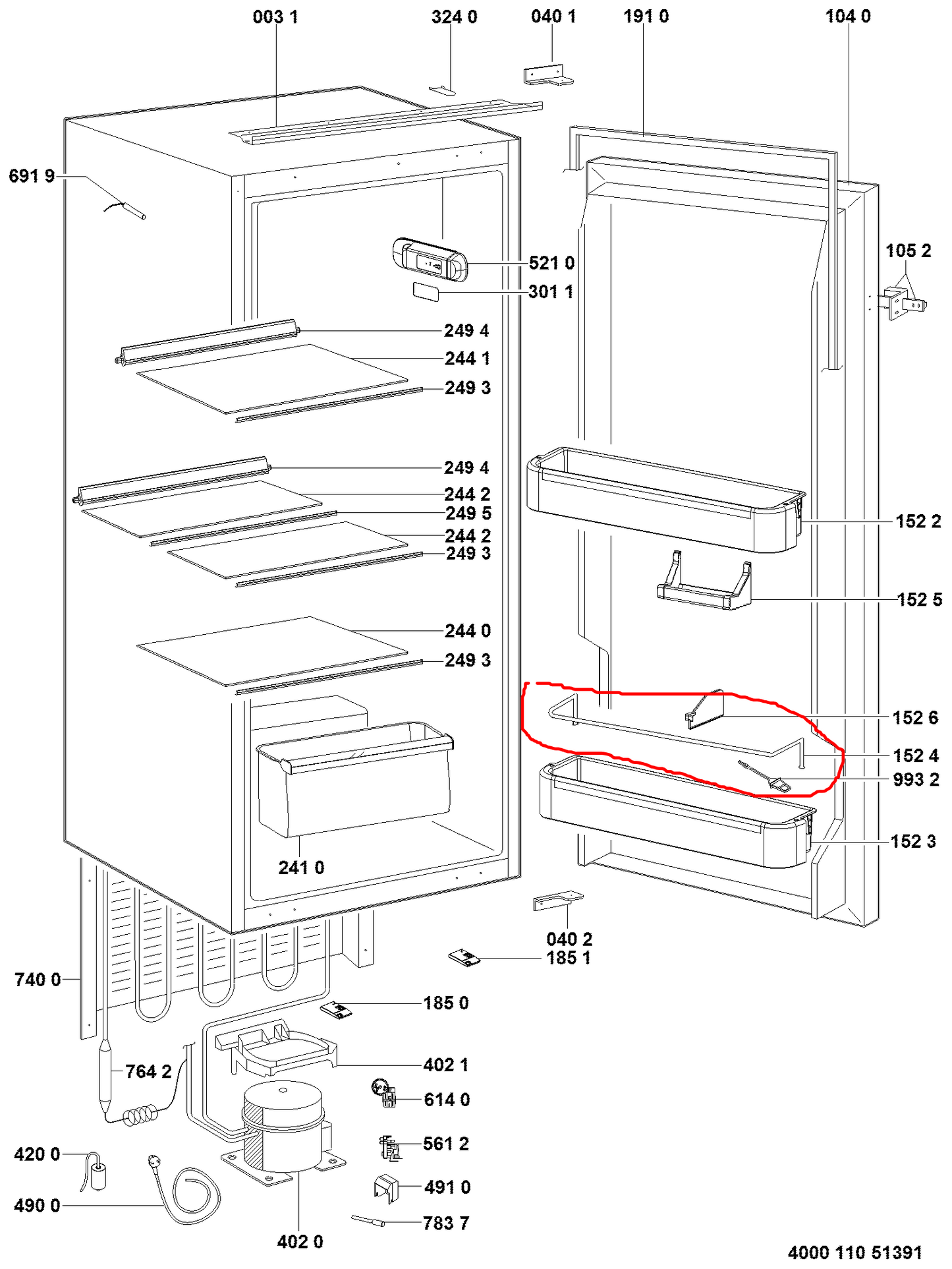 TONDINO MENSOLA 481010609225 ORIGINALE PER FRIGORIFERO WHIRLPOOL