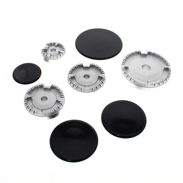 SERIE BRUCIATORI + PIATTELLI SPARTIFIAMMA ORIGINALE C00082831 PER PIANI COTTURA NARDI- ARISTON - INDESIT