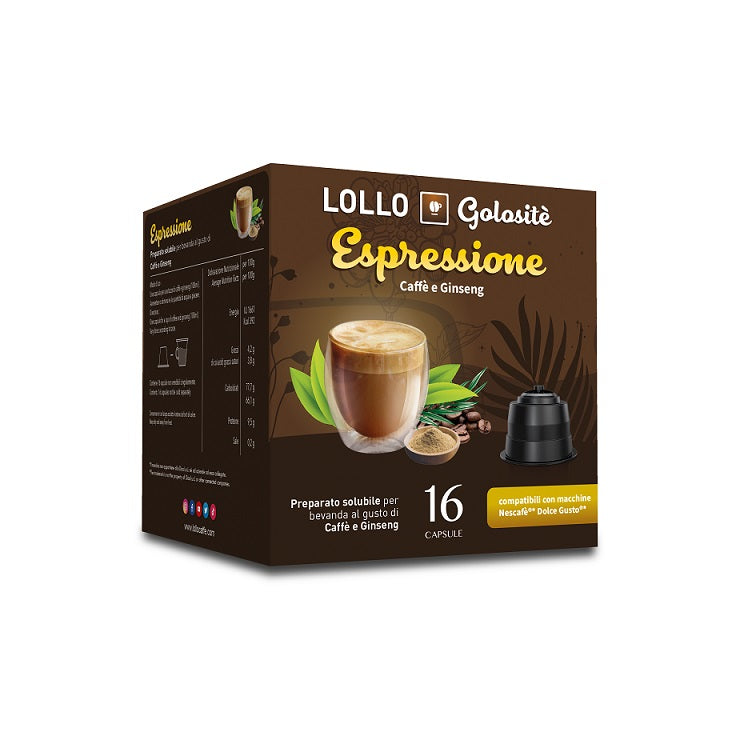 BOX DA 16 CAPSULE LOLLO GOLOSITE' ESPRESSIONE "GINSENG" COMPATIBILI DOLCE GUSTO