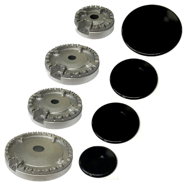 SERIE BRUCIATORI + PIATTELLI SPARTIFIAMMA ORIGINALE C00082831 PER PIANI COTTURA NARDI- ARISTON - INDESIT