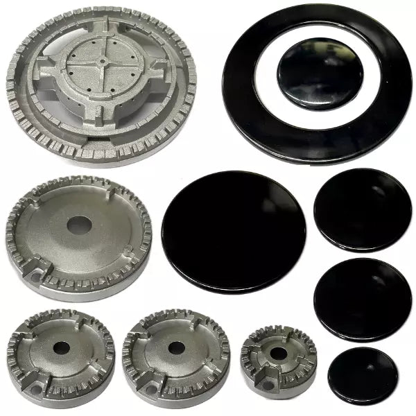 SERIE 5 BRUCIATORI + PIATTELLI SPARTIFIAMMA ADATTABILE PER PIANI COTTURA NARDI- ARISTON - INDESIT - GLEM