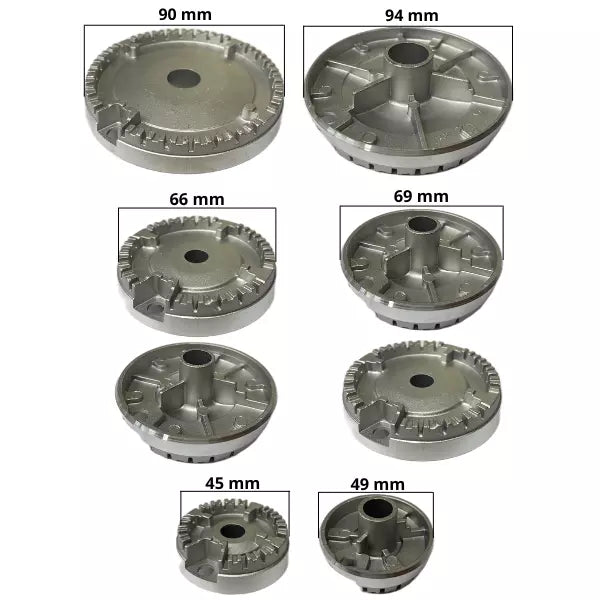 SERIE 5 BRUCIATORI + PIATTELLI SPARTIFIAMMA ADATTABILE PER PIANI COTTURA NARDI- ARISTON - INDESIT - GLEM