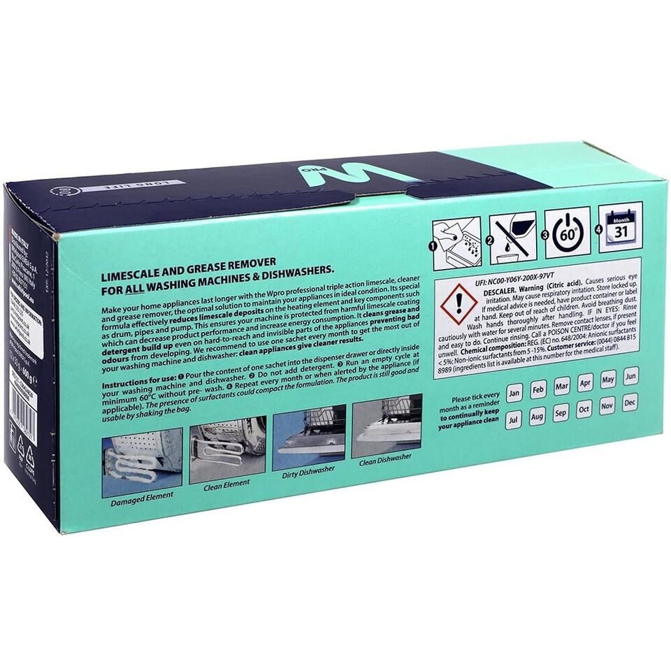 WPRO ANTICALCARE E SGRASSANTE 484000008810 PER LAVATRICE E LAVASTOVIGLIE ORIGINALE WHIRLPOOL