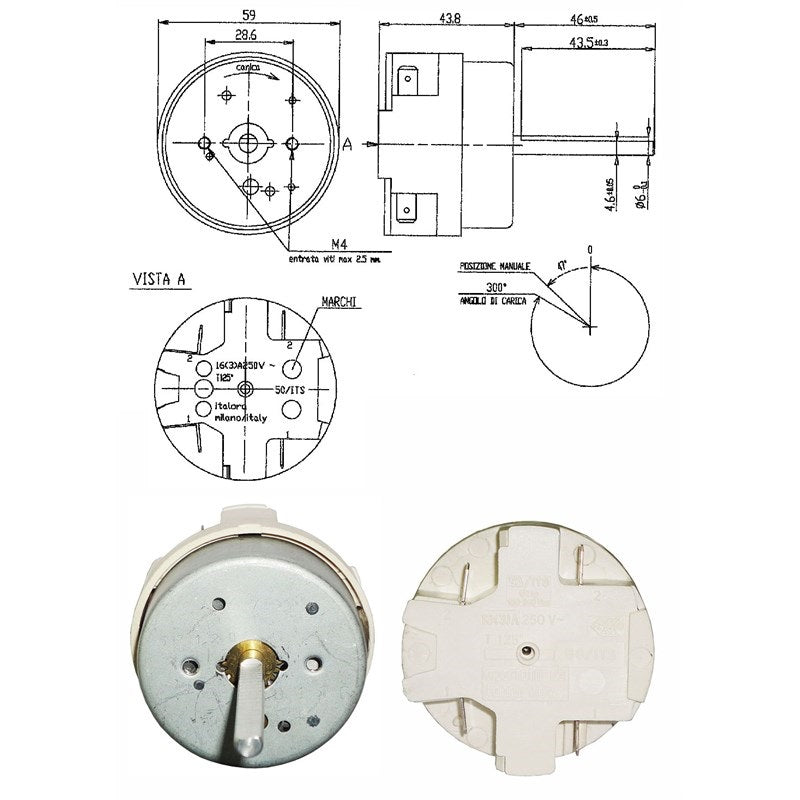 TEMPORIZZATORE ELETTRICO A8307 120min 16A, G+46 ADATTABILE GAS FIRE - IGNIS