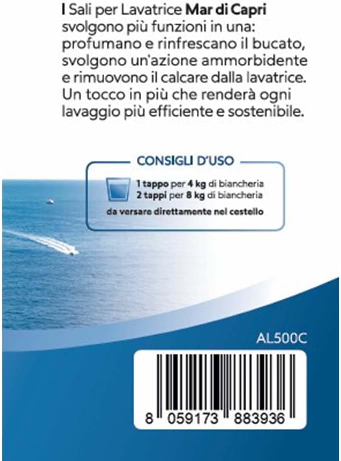 CRISTALLI PROFUMATI PER BUCATO "MAR DI CAPRI" IGIENIZZANTE - ANTICALCARE - AMMORBIDENTE