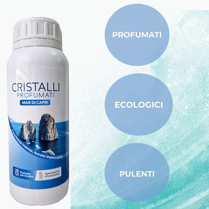 CRISTALLI PROFUMATI PER BUCATO "MAR DI CAPRI" IGIENIZZANTE - ANTICALCARE - AMMORBIDENTE