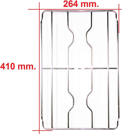 GRIGLIA IN FILO CROMATA A 2 FUOCHI 410 X 264 mm ADATTABILE A CUCINE ELBA - DE LONGHI