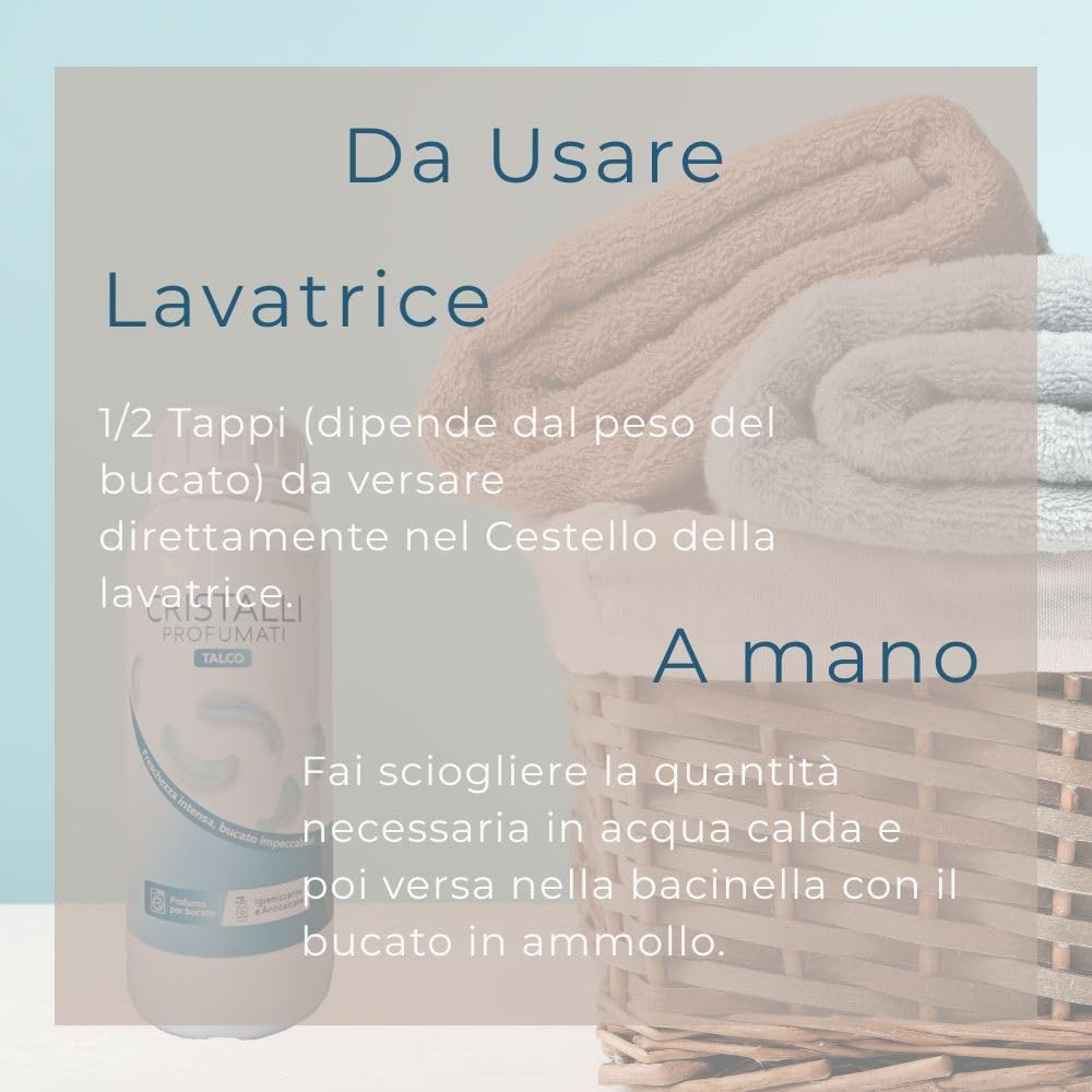 CRISTALLI PROFUMATI PER BUCATO "TALCO" IGIENIZZANTE - ANTICALCARE - AMMORBIDENTE