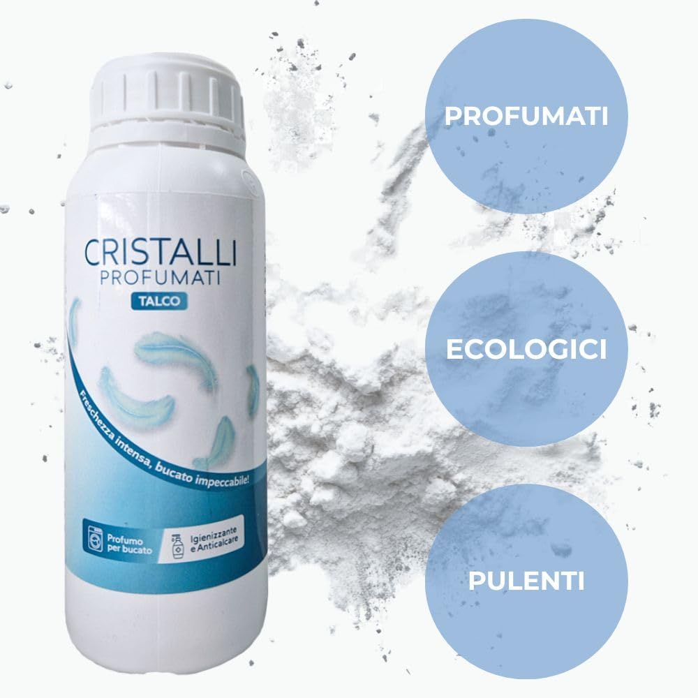 CRISTALLI PROFUMATI PER BUCATO "TALCO" IGIENIZZANTE - ANTICALCARE - AMMORBIDENTE