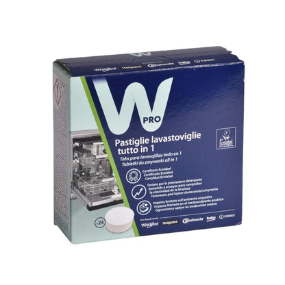 PASTIGLIE ECOLOGICHE TUTTO IN 1 PER LAVASTOVIGLIE 24PZ. UNIVERSALE WPRO WHIRLPOOL NTB200