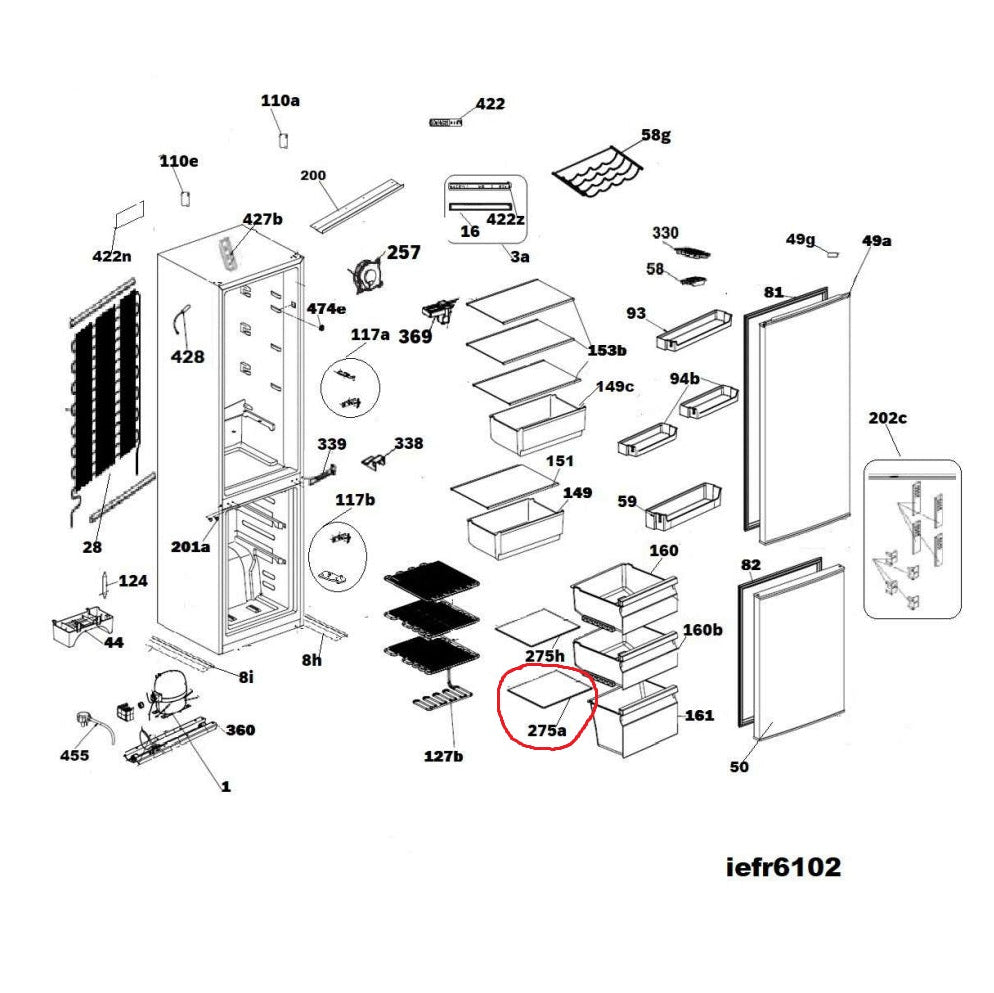 RIPIANO VETRO INFERIORE FREEZER 70000666 ORIGINALE PER FRIGORIFERI CANDY - ZEROWATT - HOOVER - HAIER