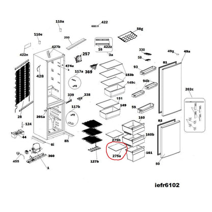 RIPIANO VETRO INFERIORE FREEZER 70000666 ORIGINALE PER FRIGORIFERI CANDY - ZEROWATT - HOOVER - HAIER