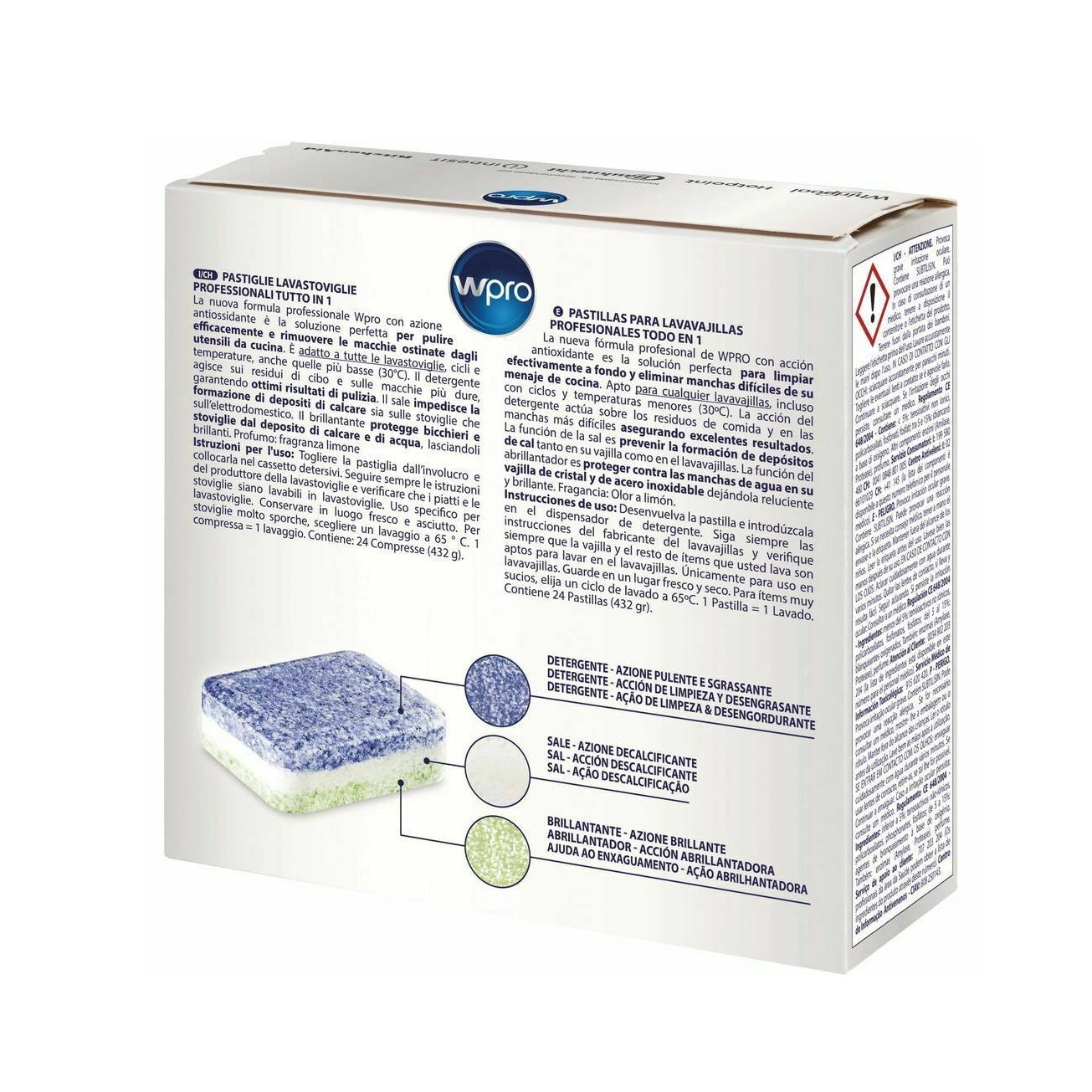 PASTIGLIE PROFESSIONALI PER LAVASTOVIGLIE 24PZ. UNIVERSALE WPRO WHIRLPOOL TAB200