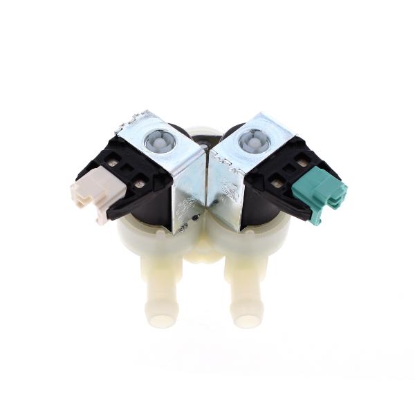 ELETTROVALVOLA 2 VIE 180° USCITA 12+12mm ATTACCO CON MORSETTIERA ORIGINALE LAVATRICE WHIRLPOOL - IGNIS - BAUKNECHT - ARISTON
