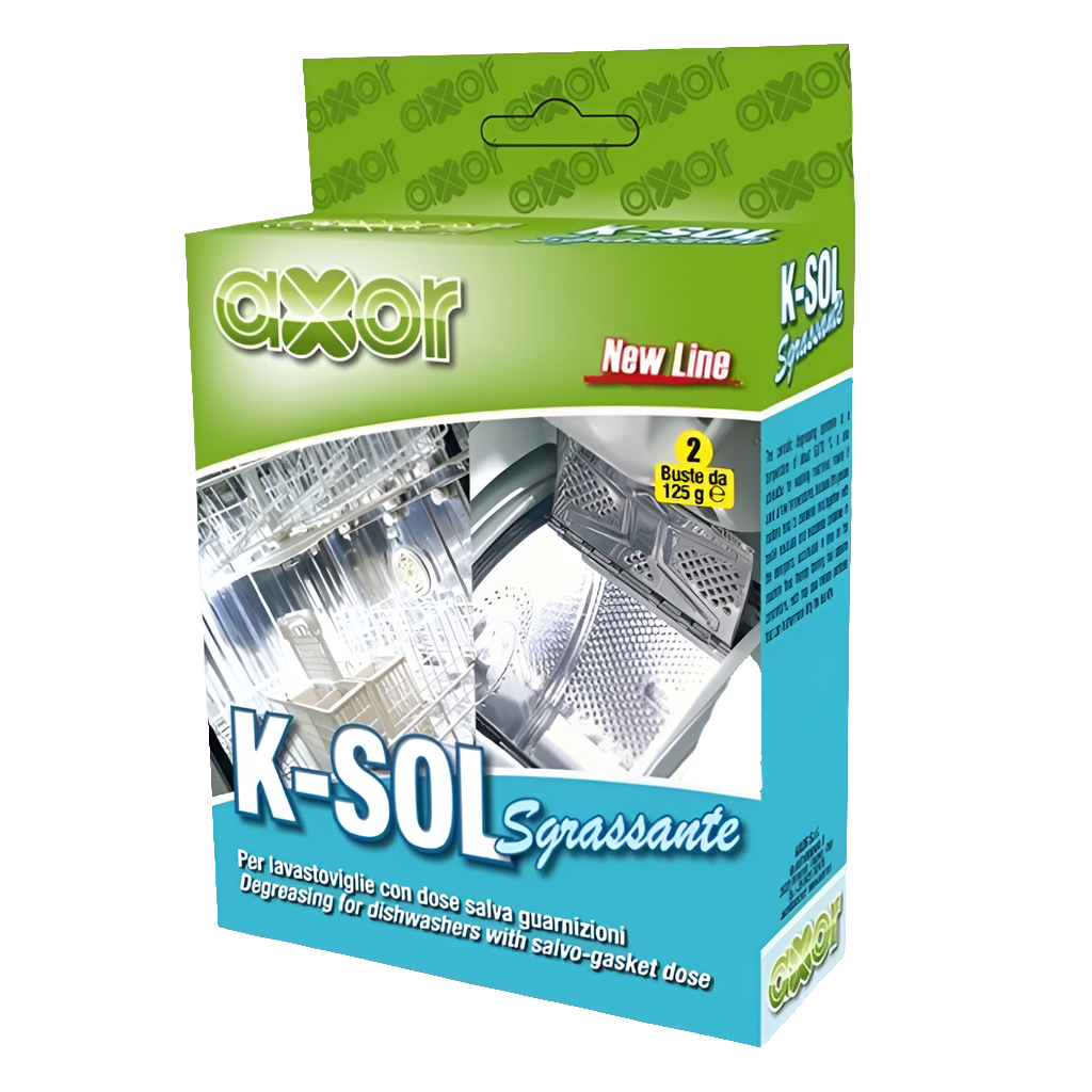 K-SOL AXOR DETERGENTE SGRASSANTE IN POLVERE PER PULIZIA LAVASTOVIGLIE E LAVATRICI