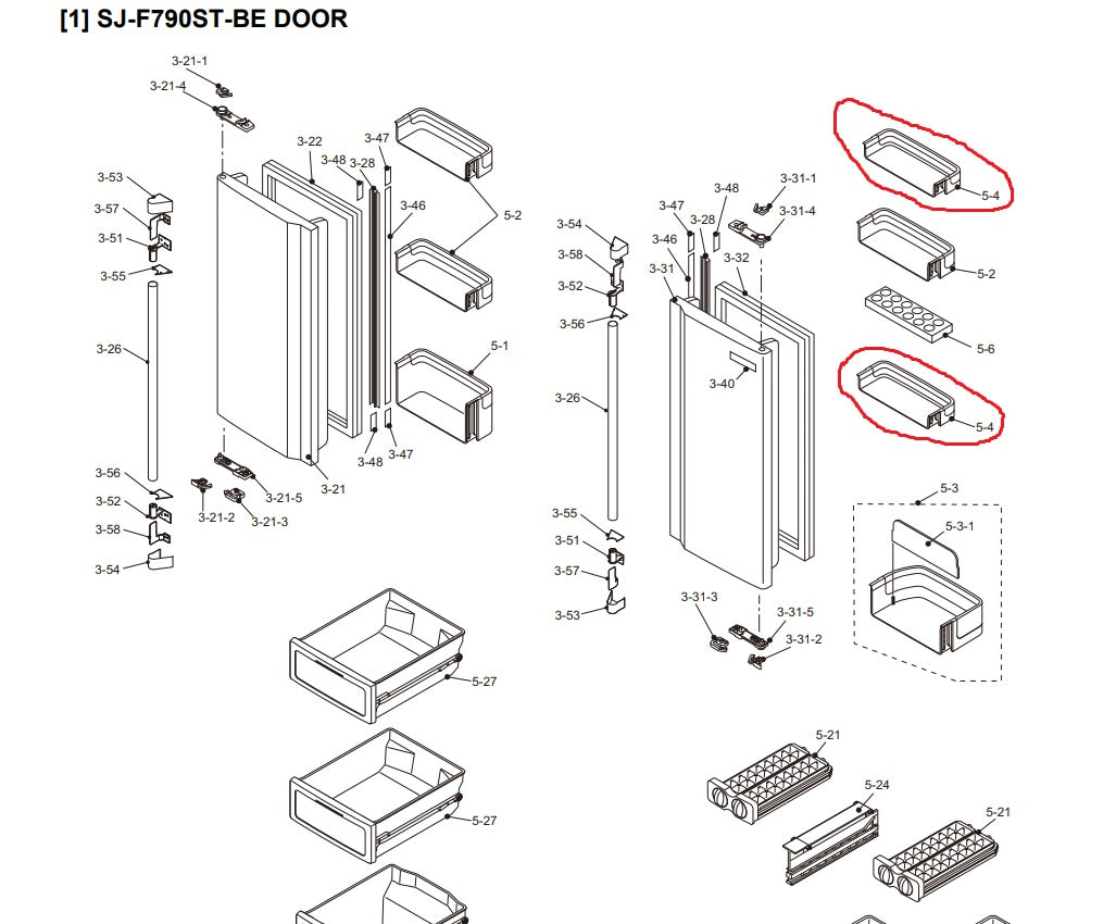 BALCONCINO DESTRO PORTA FRIGORIFERO FPOK-A308CBKZ ORIGINALE PER FRIGORIFERO SHARP