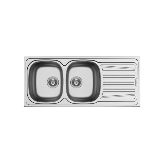 PYRAMIS LAVELLO DA INCASSO 116X50 IN ACCIAIO INOX 2 VASCHE A SINISTRA