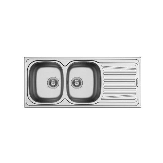 PYRAMIS LAVELLO DA INCASSO 116X50 IN ACCIAIO INOX 2 VASCHE A SINISTRA