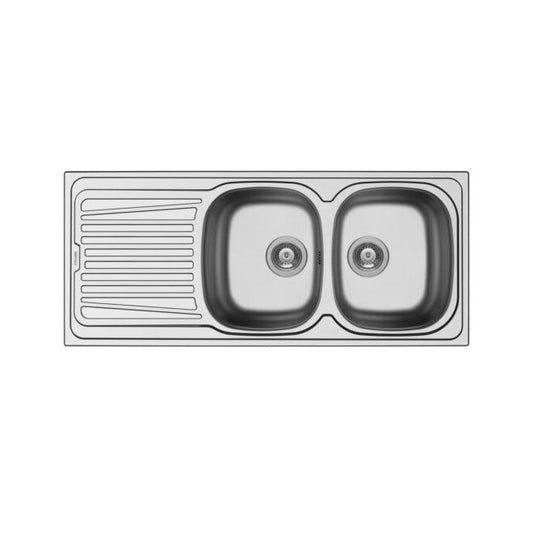 PYRAMIS LAVELLO DA INCASSO 116X50 IN ACCIAIO INOX 2 VASCHE A DESTRA