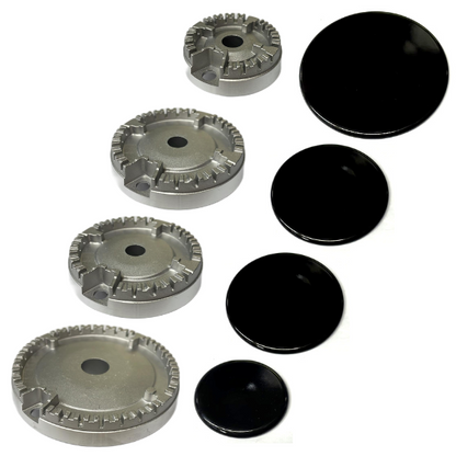 SERIE BRUCIATORI + PIATTELLI SPARTIFIAMMA ORIGINALE C00082831 PER PIANI COTTURA NARDI- ARISTON - INDESIT