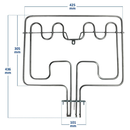 RESISTENZA SUPERIORE DOPPIA 256005001 2700W ADATTABILE PER FORNI REX - ZANUSSI - ELECTROLUX - AEG