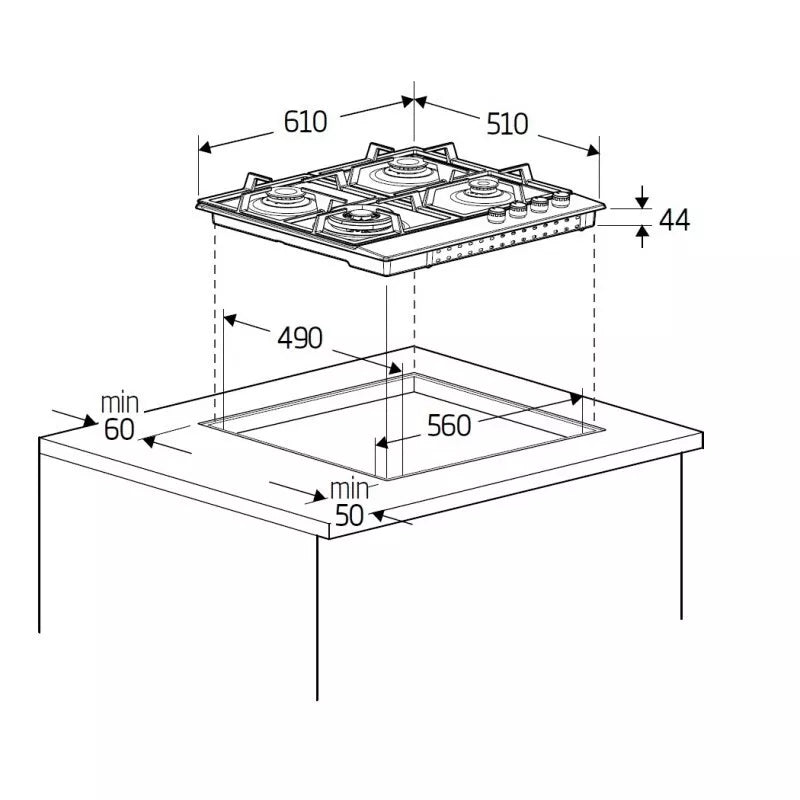 PIANO COTTURA A GAS 4 FUOCHI DA 60 CM BEKO HIGG641C3SX