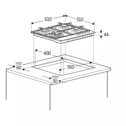 PIANO COTTURA A GAS 4 FUOCHI DA 60 CM BEKO HIGG641C3SX