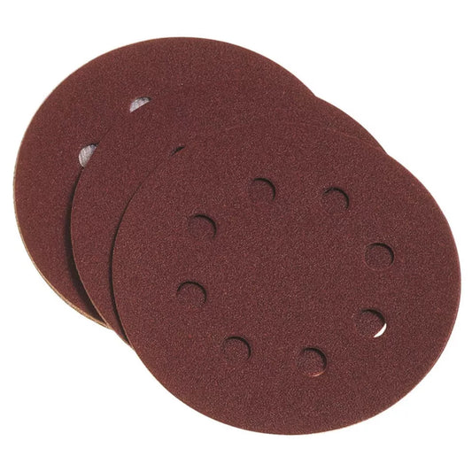 POGGI SET 10PZ. DISCHI ABRASIVI CON VELCRO E FORI Ø mm.125-grana 80